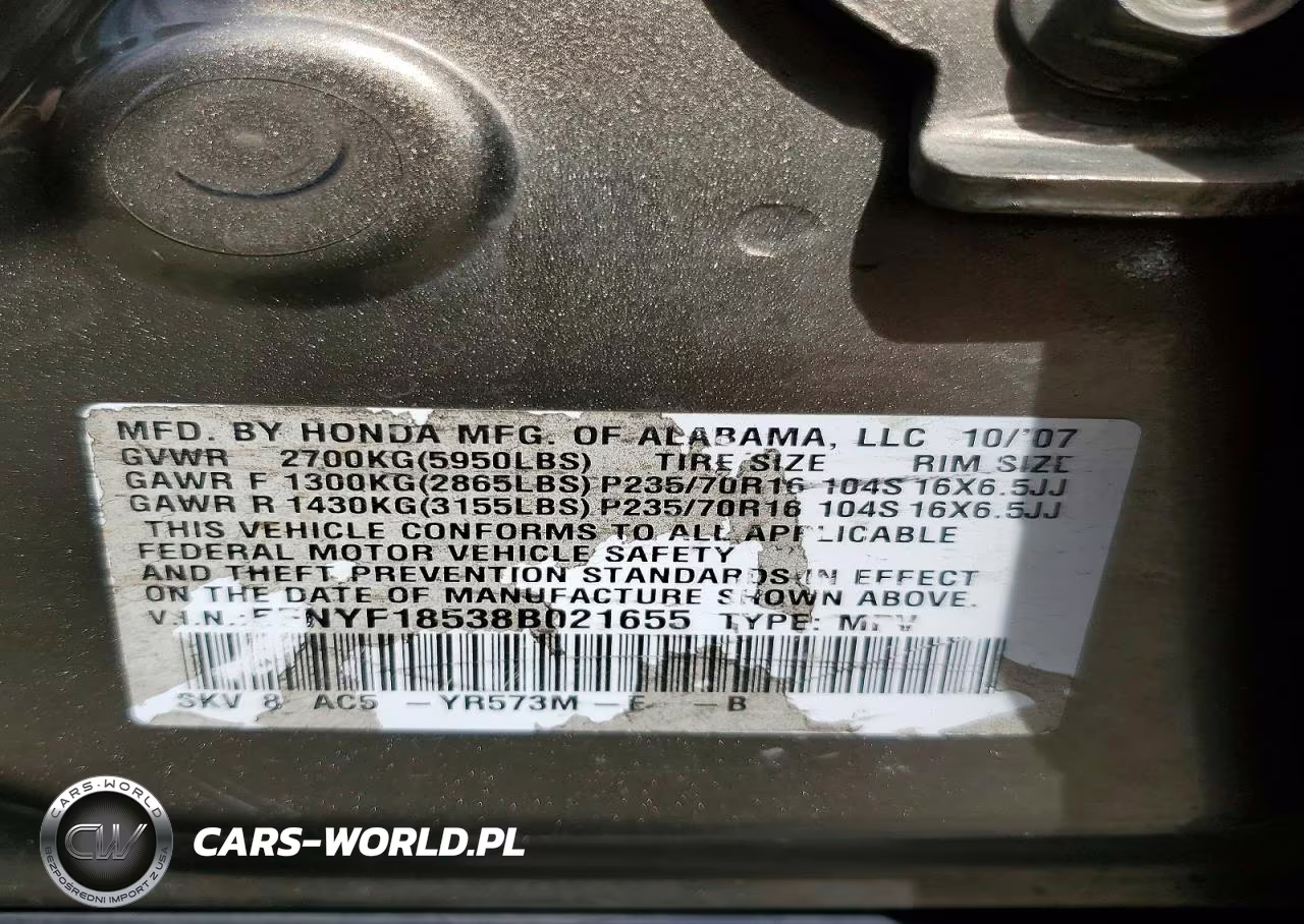 2008 Honda Pilot Exl VIN:5FNYF18538B021655 - 13