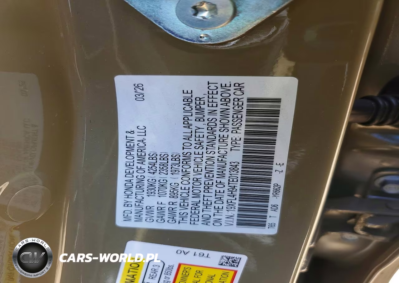2026 Honda Civic Sport Touring VIN:19XFL4H94TE013843 - 12