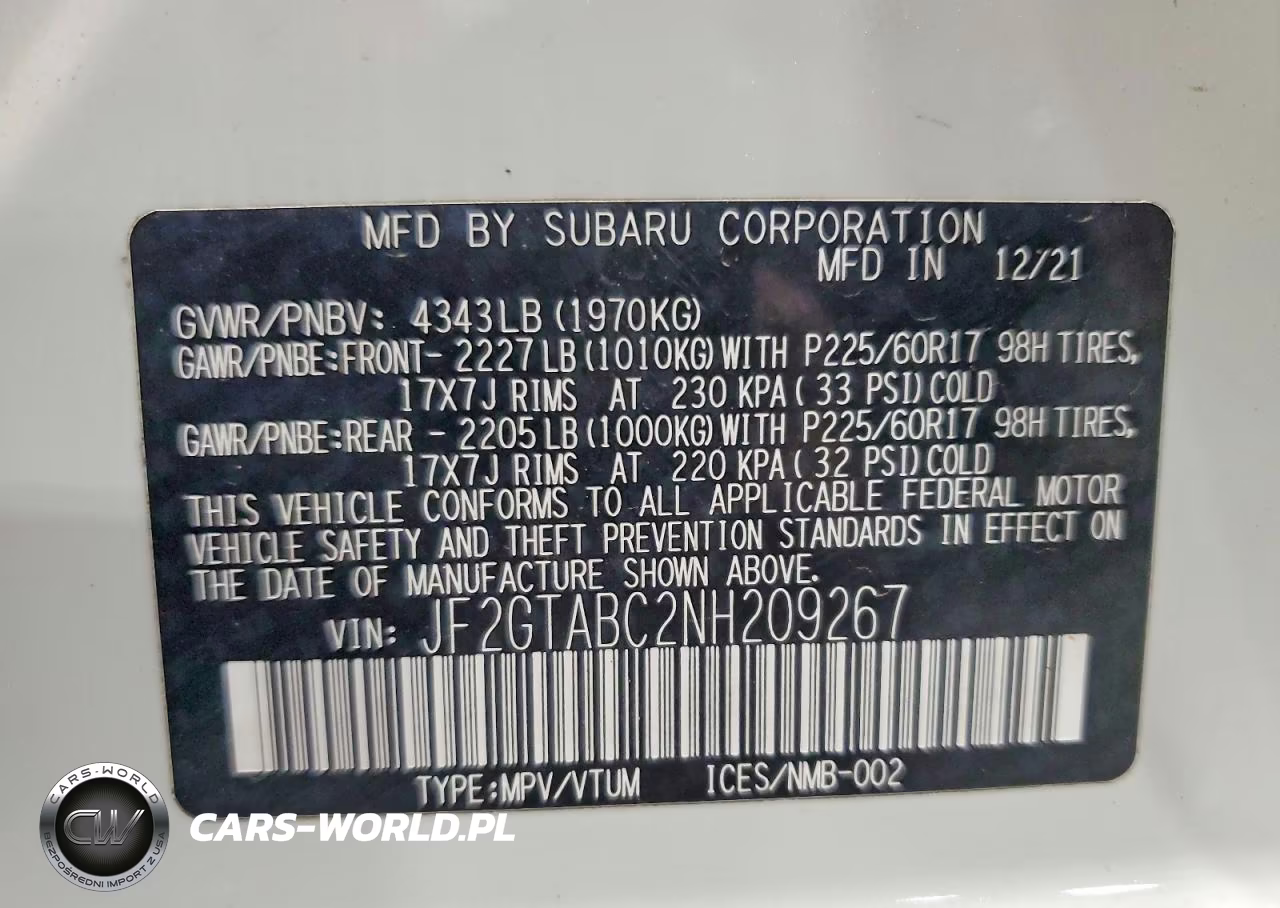 2022 Subaru Crosstrek VIN:JF2GTABC2NH209267 - 14