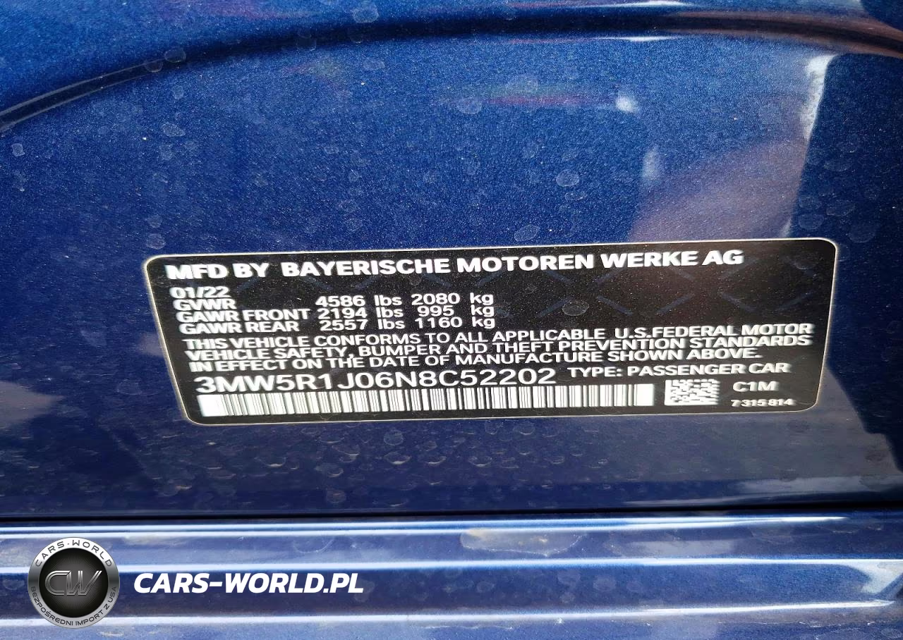 2022 BMW 330I VIN:3MW5R1J06N8C52202 - 12