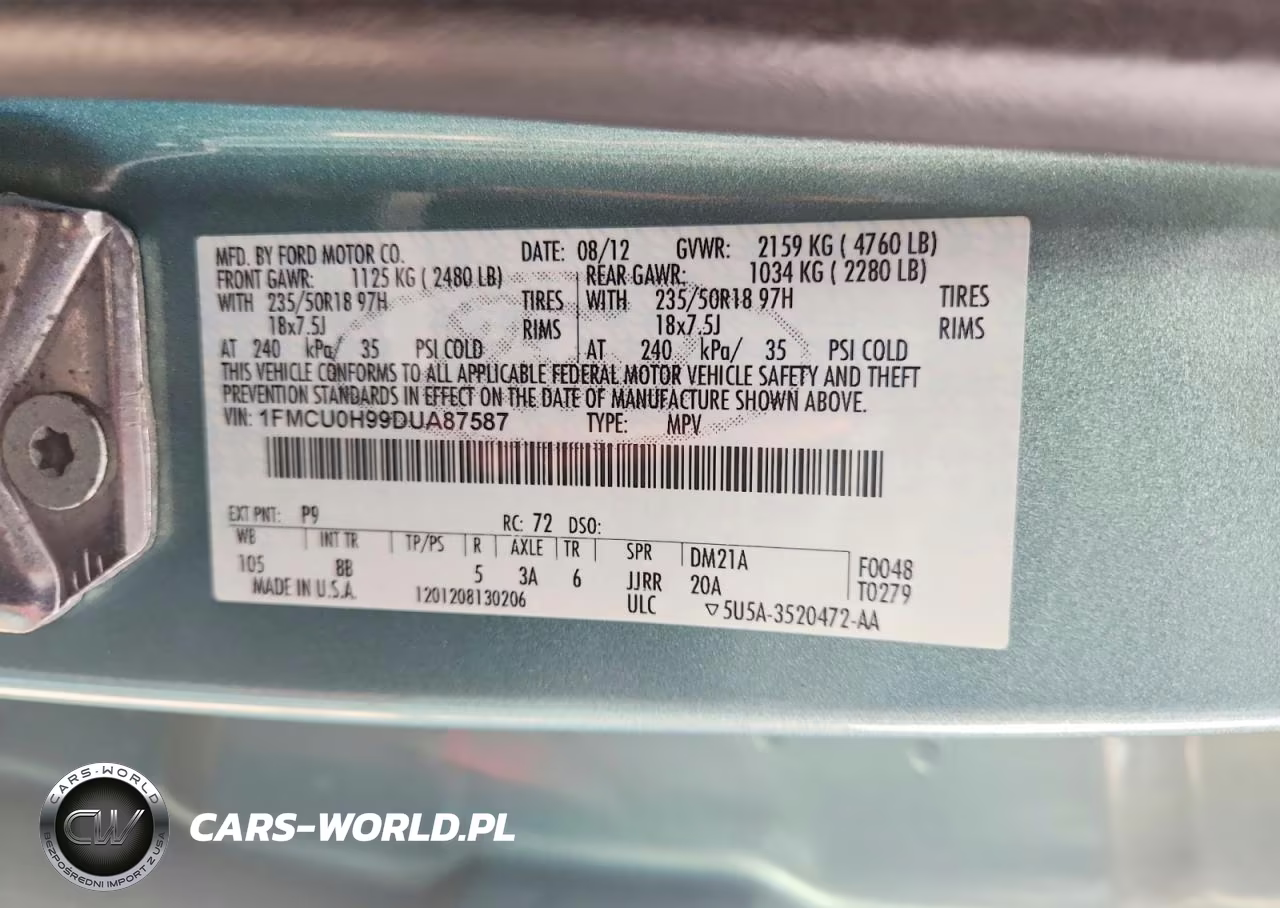 2013 Ford Escape Sel VIN:1FMCU0H99DUA87587 - 13