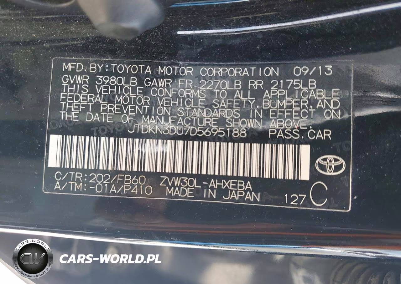 2013 Toyota Prius Two VIN:JTDKN3DU7D5695188 - 12