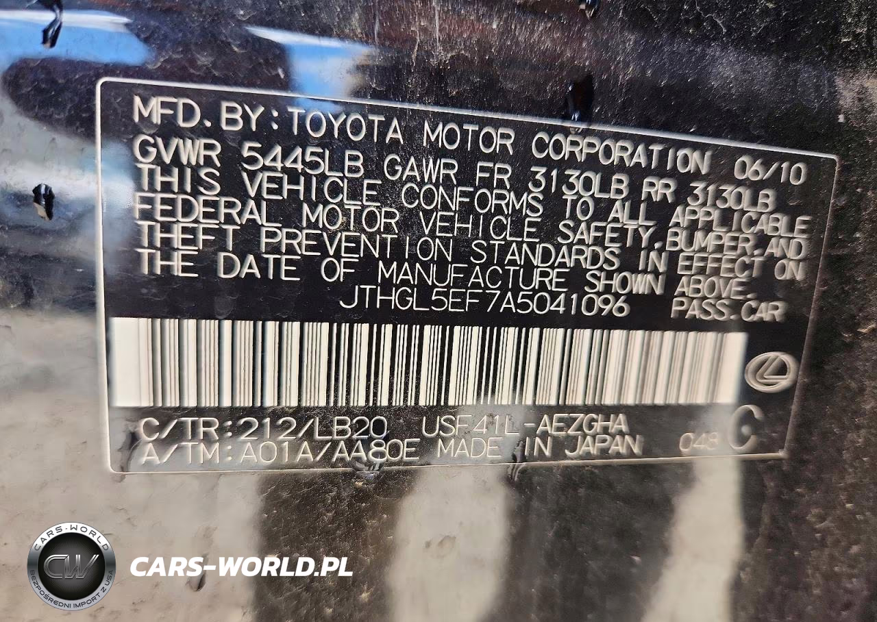 2010 Lexus Ls 460L VIN:JTHGL5EF7A5041096 - 12