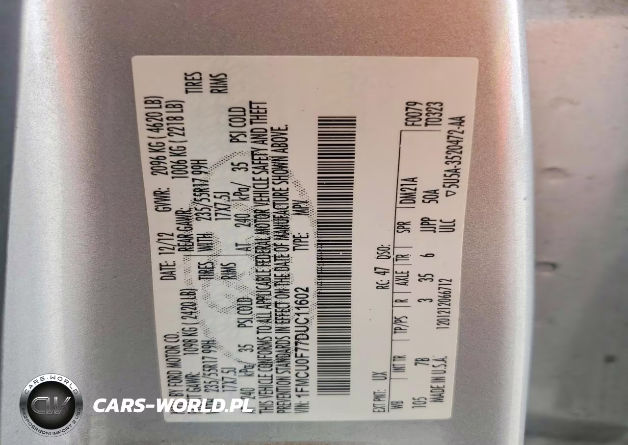 2013 Ford Escape S VIN:1FMCU0F77DUC11602 - 13
