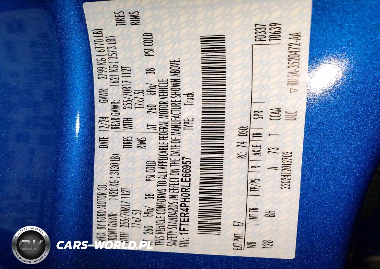 2024 Ford Ranger Xl VIN:1FTER4PH0RLE66957 - 12