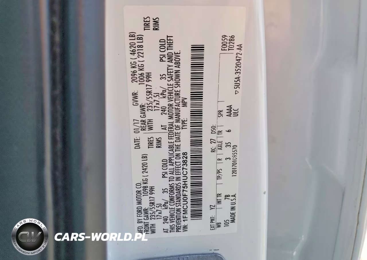 2017 Ford Escape S VIN:1FMCU0F75HUC73828 - 13