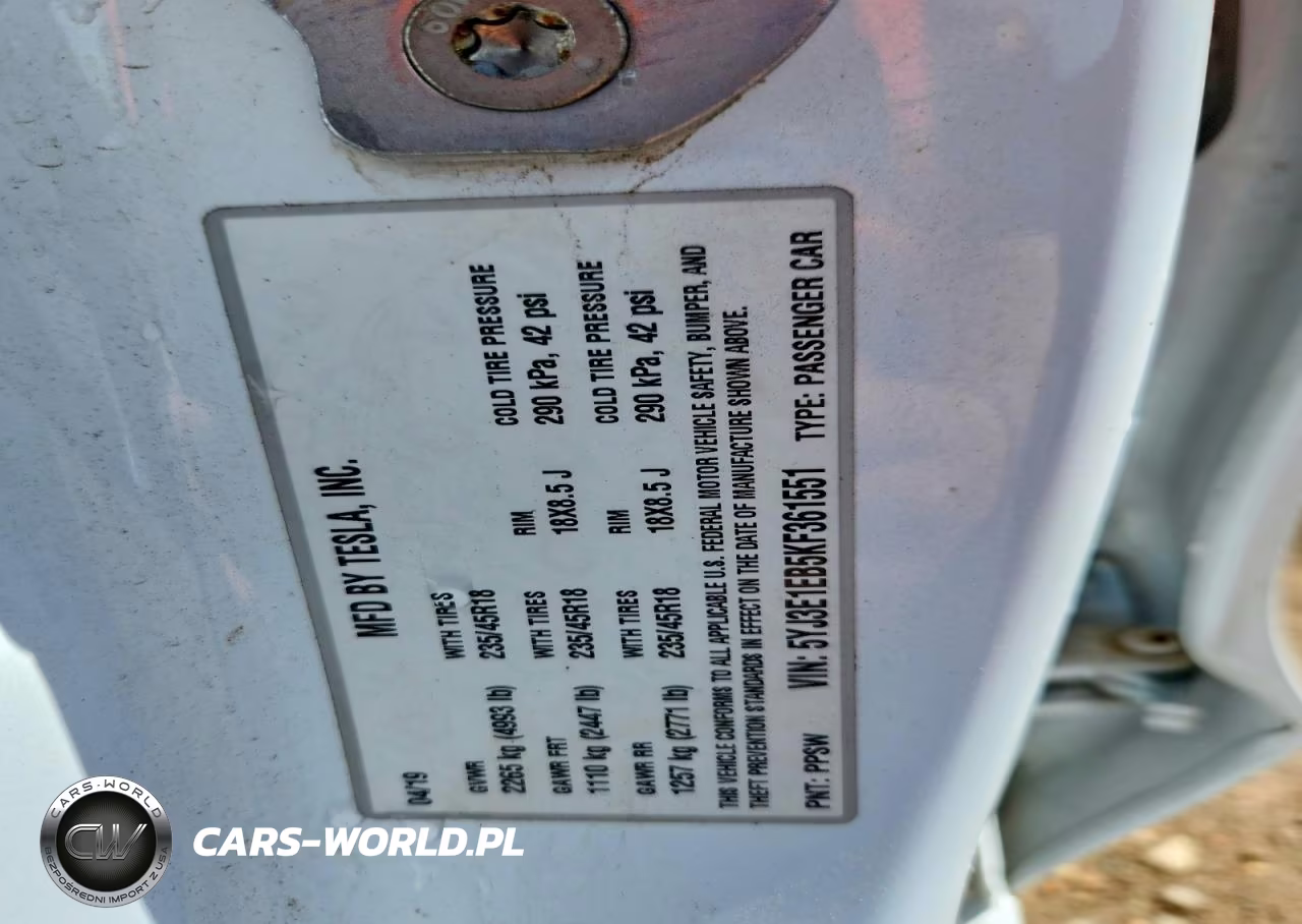 2019 Tesla Model 3 VIN:5YJ3E1EB5KF361551 - 12