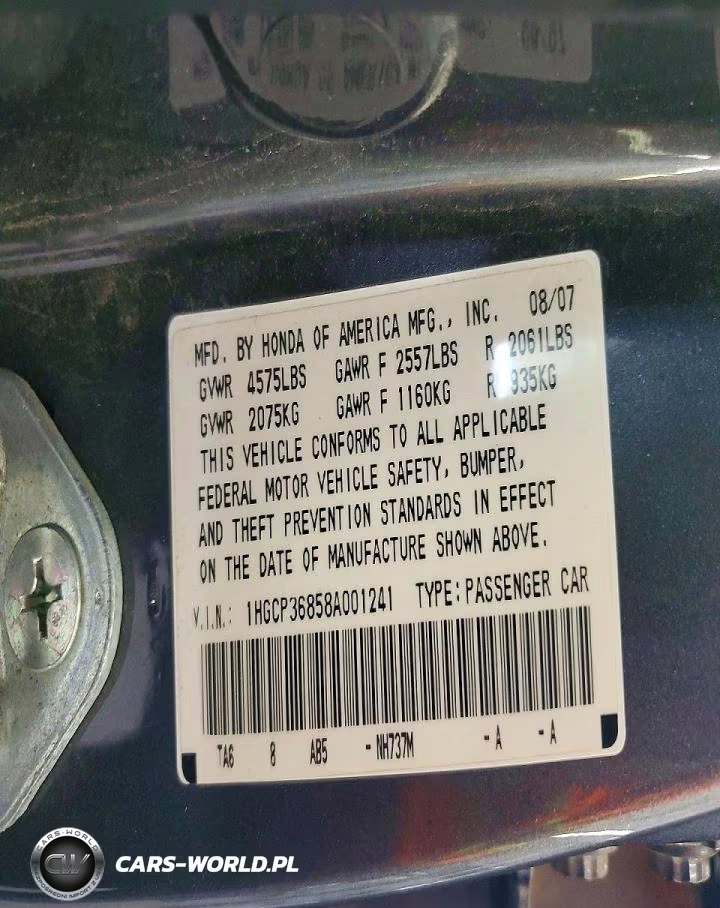 2008 Honda Accord Exl VIN:1HGCP36858A001241 - 12
