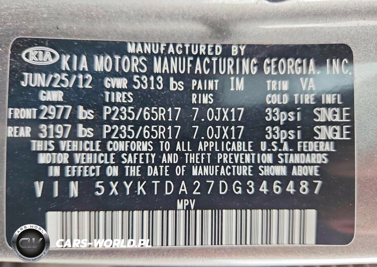 2013 Kia Sorento Lx VIN:5XYKTDA27DG346487 - 13