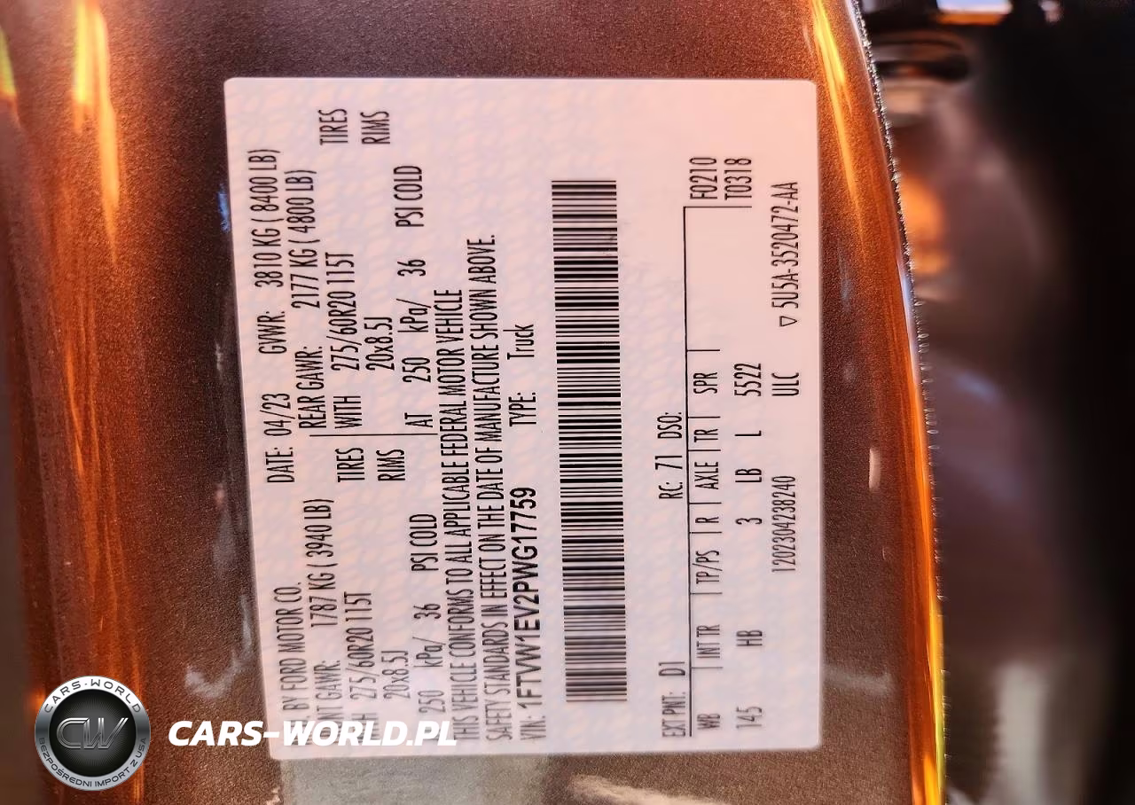 2023 Ford F150 Lightning Pro VIN:1FTVW1EV2PWG17759 - 13