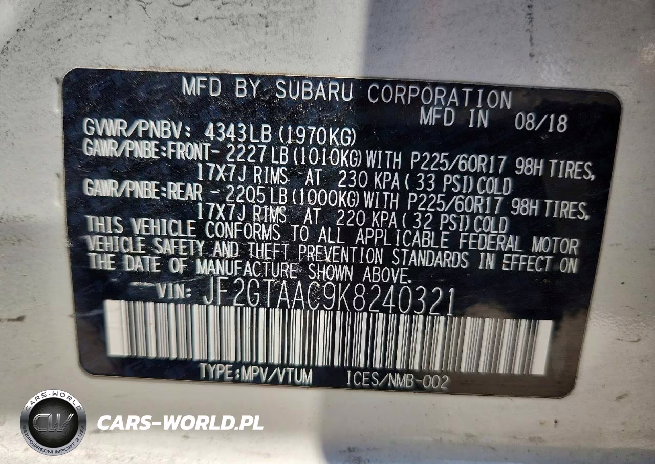 2019 Subaru Crosstrek VIN:JF2GTAAC9K8240321 - 13