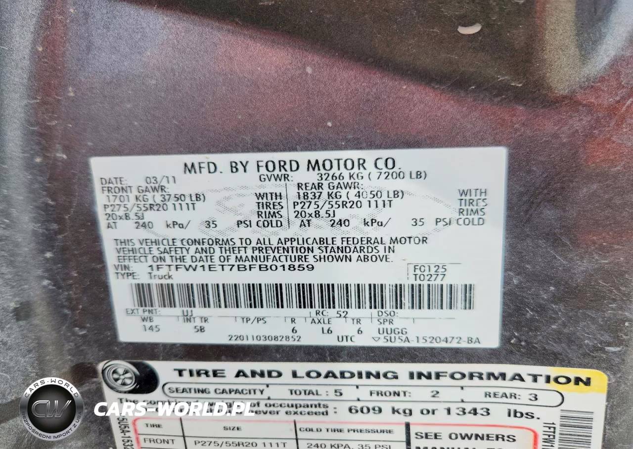2011 Ford F150 Supercrew VIN:1FTFW1ET7BFB01859 - 12