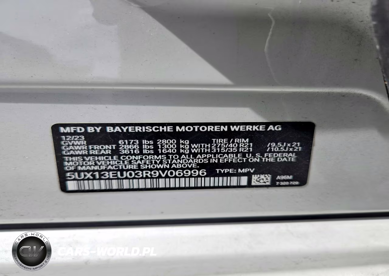 2024 BMW X5 Sdrive 40I VIN:5UX13EU03R9V06996 - 14