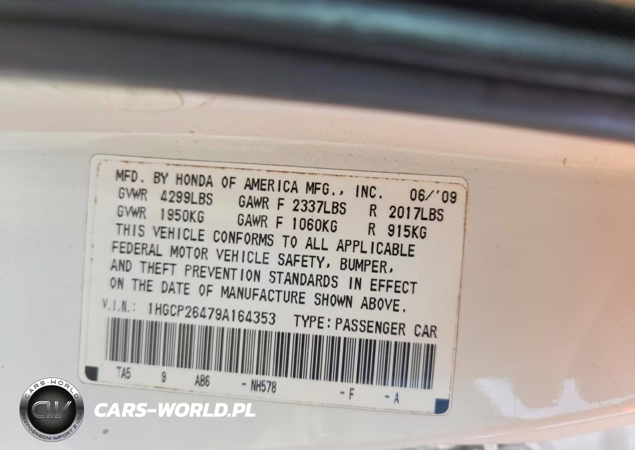 2009 Honda Accord Lxp VIN:1HGCP26479A164353 - 12