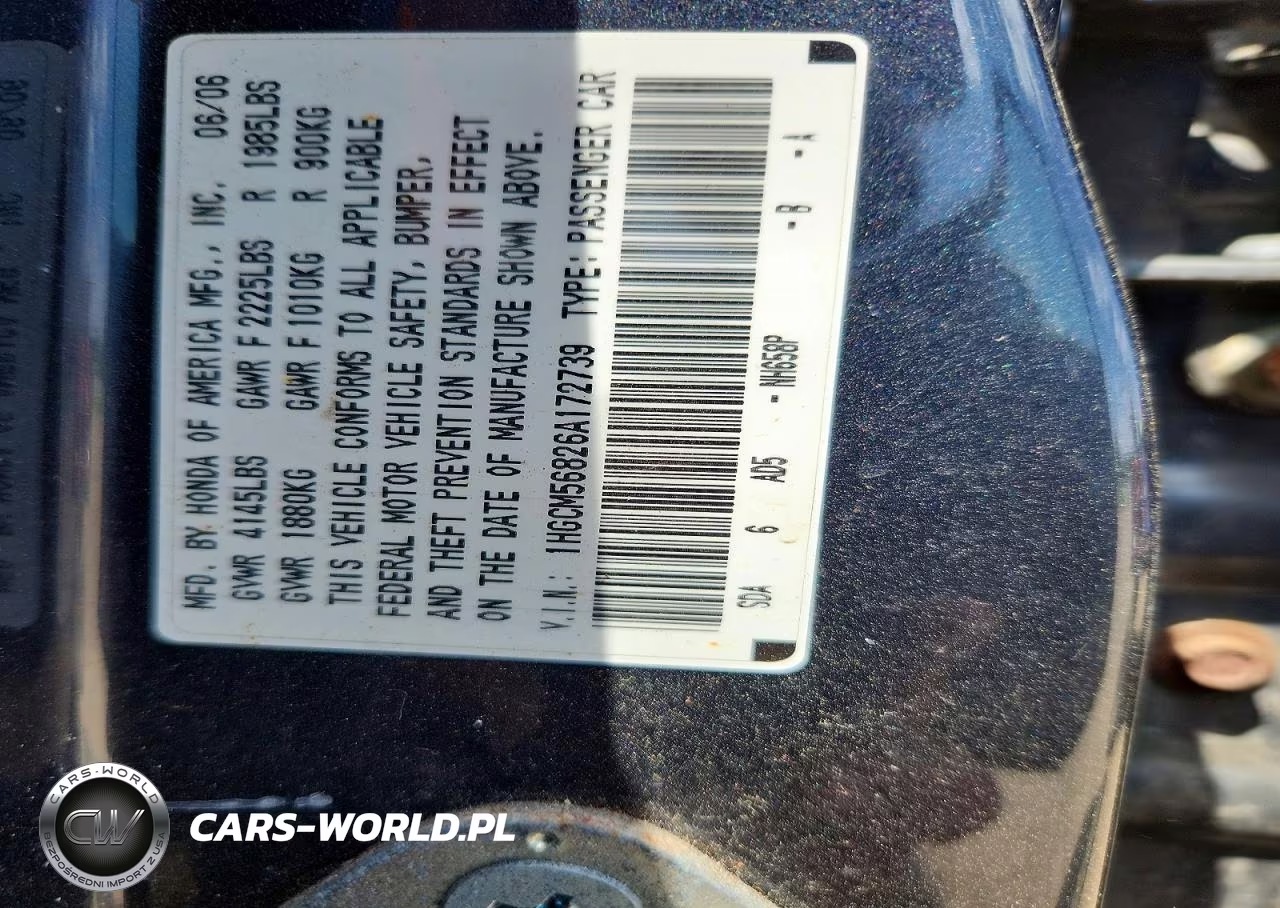2006 Honda Accord VIN:1HGCM56826A172739 - 12