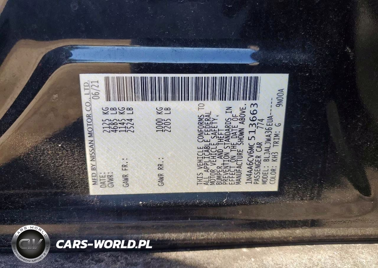 2021 Nissan Maxima Sv VIN:1N4AA6CV6MC513663 - 12