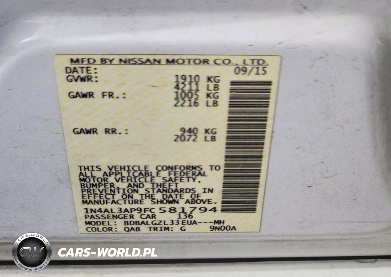 2015 Nissan Altima 2.5 S VIN:1N4AL3AP9FC581794 - 12