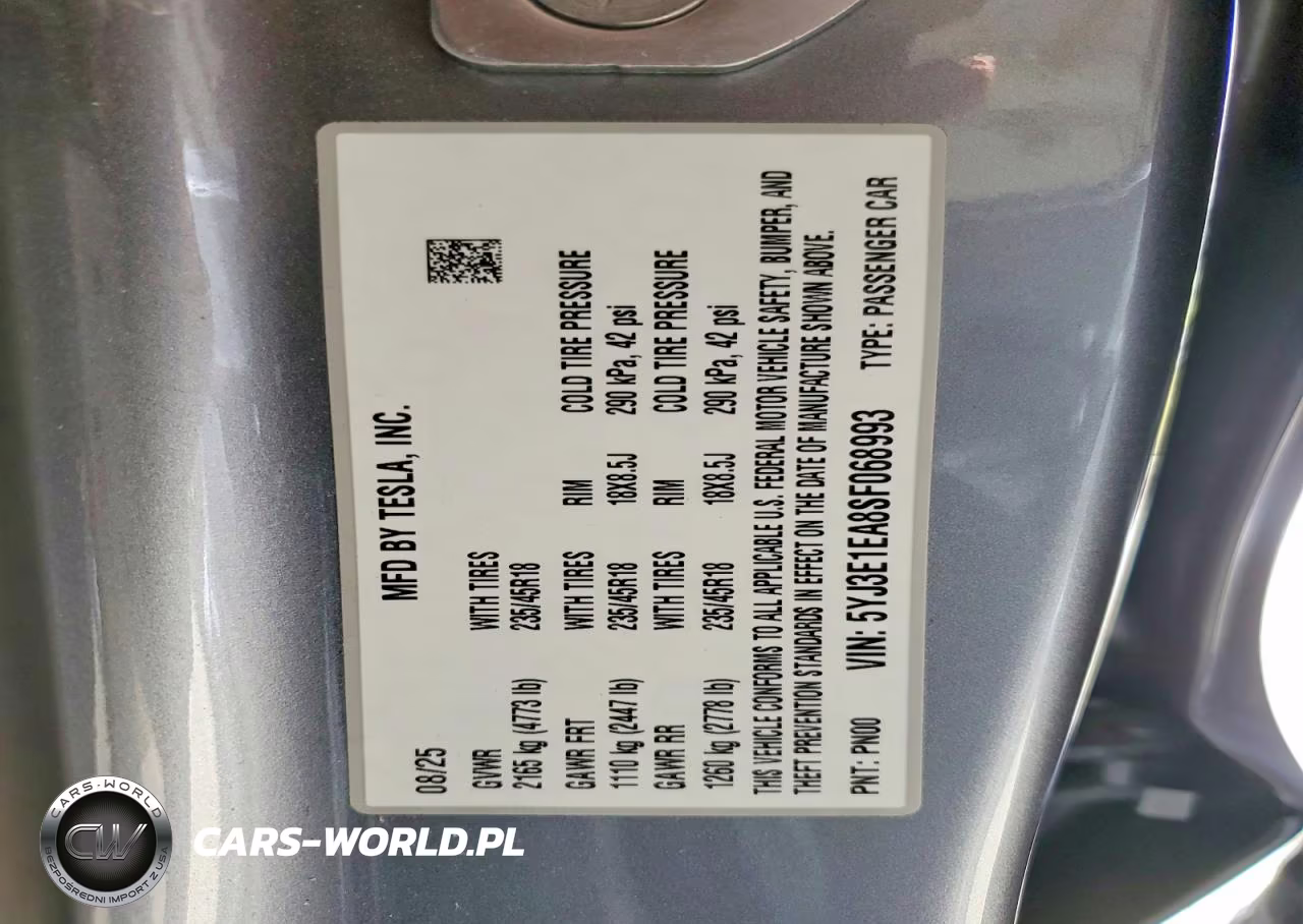 2025 Tesla Model 3 VIN:5YJ3E1EA8SF068993 - 12