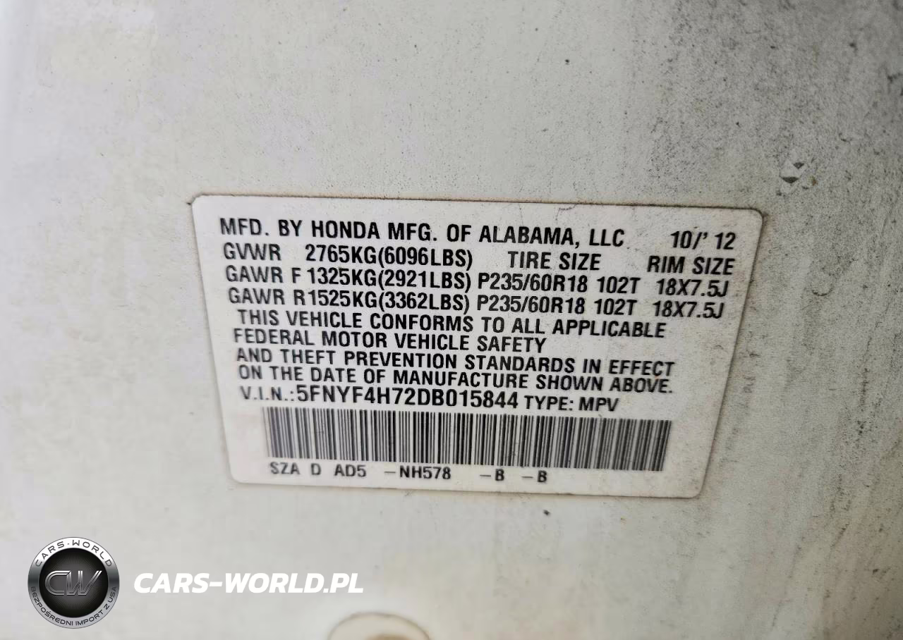 2013 Honda Pilot Exln VIN:5FNYF4H72DB015844 - 13