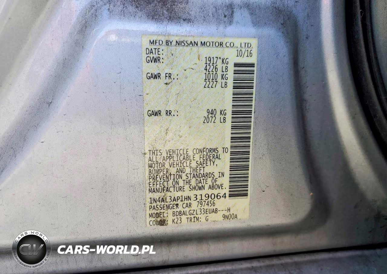 2017 Nissan Altima 2.5 S VIN:1N4AL3AP1HN319064 - 12