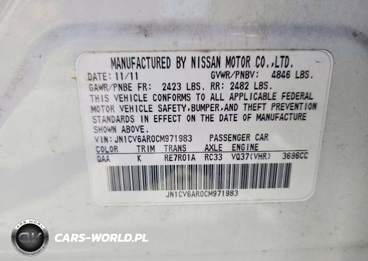 2012 Infiniti G37 Sedan X VIN:JN1CV6AR0CM971983 - 12