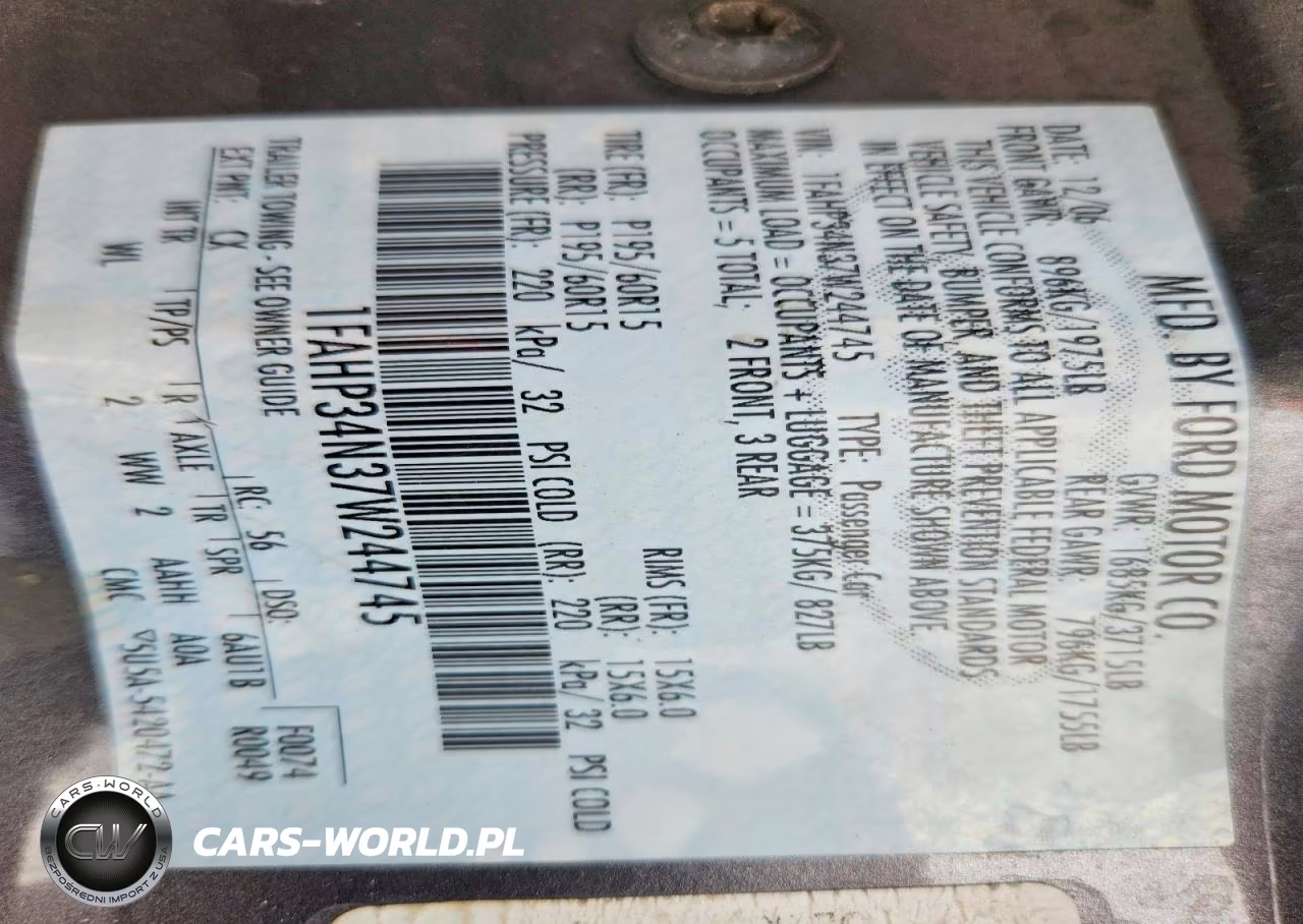 2007 Ford Focus Zx4 VIN:1FAHP34N37W244745 - 12
