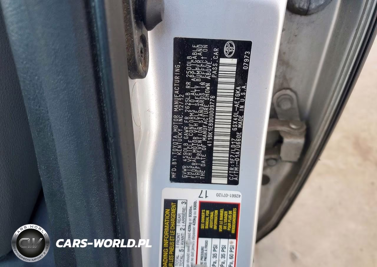 2013 Toyota Avalon Xle VIN:4T1BK1EB9DU009776 - 12