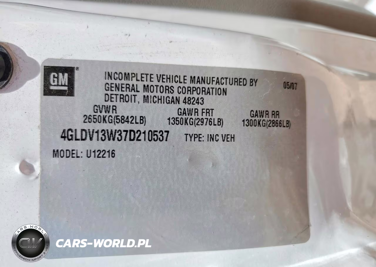 2007 Buick Terraza Incomplete VIN:4GLDV13W37D210537 - 13