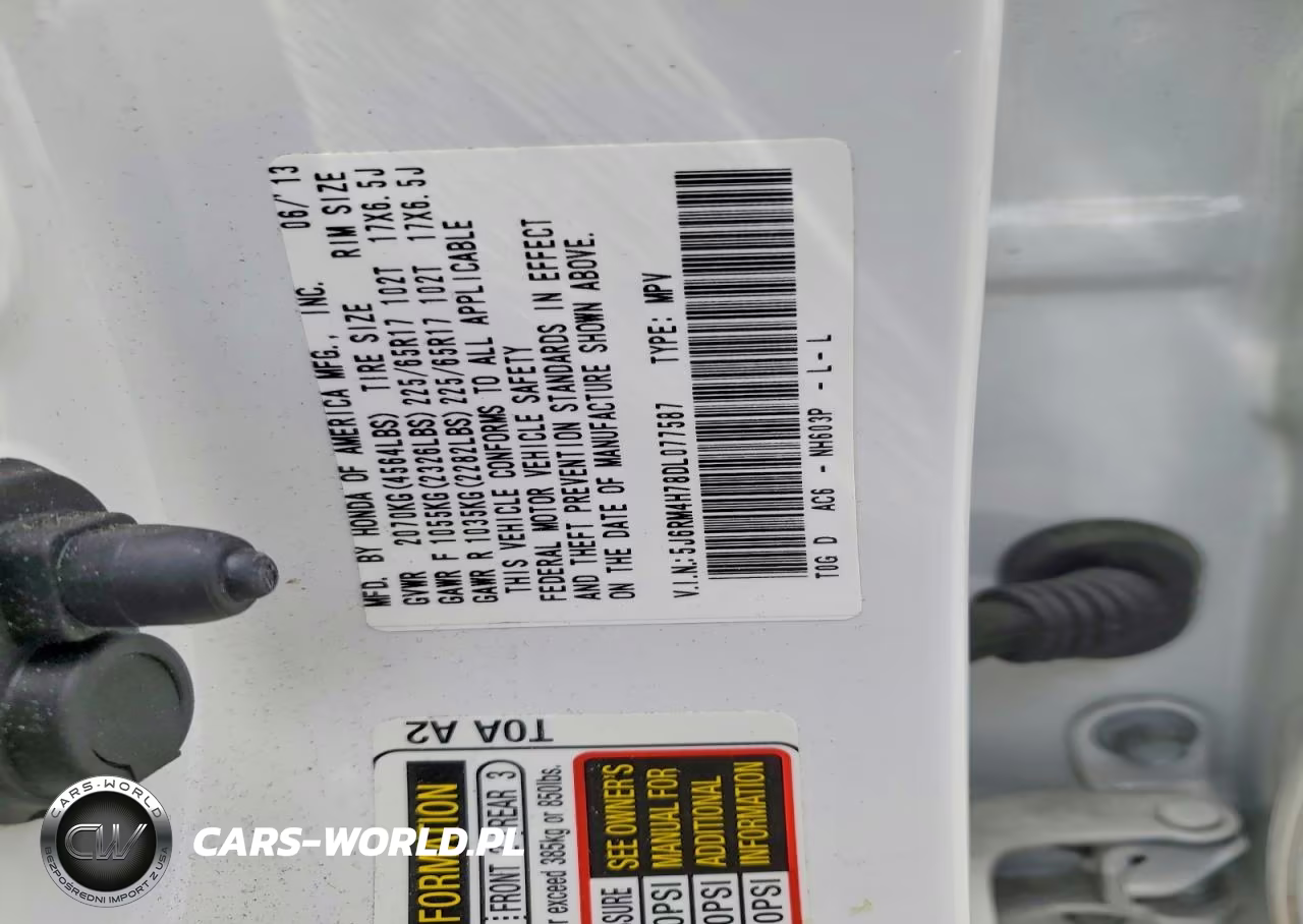 2013 Honda Cr-V Exl VIN:5J6RM4H78DL077587 - 13