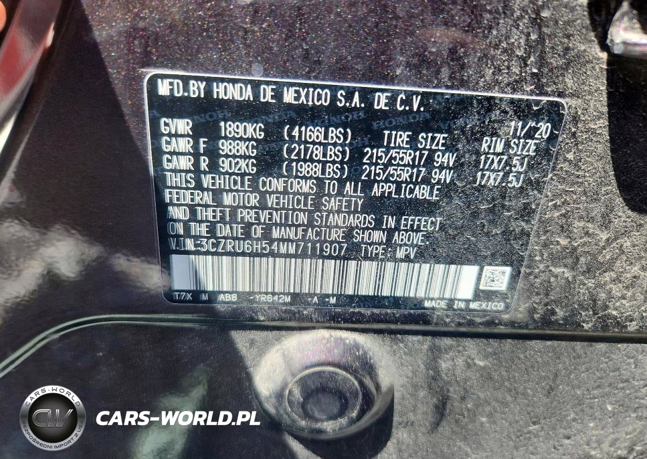 2021 Honda Hr-V Ex VIN:3CZRU6H54MM711907 - 12