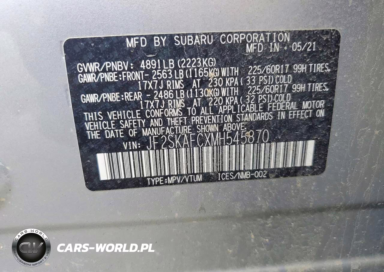 2021 Subaru Forester Premium VIN:JF2SKAFCXMH545870 - 12