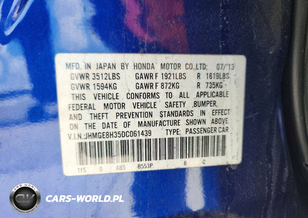 2013 Honda Fit VIN:JHMGE8H35DC061439 - 12