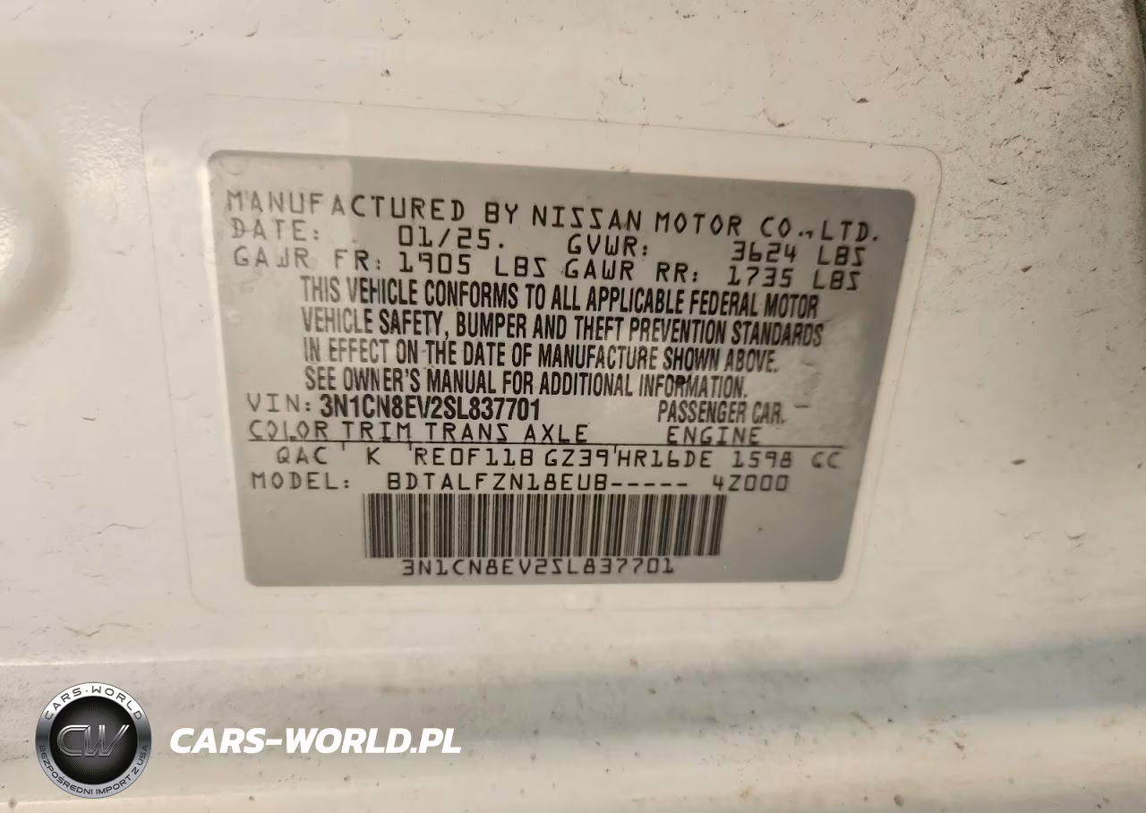 2025 Nissan Versa Sv VIN:3N1CN8EV2SL837701 - 13