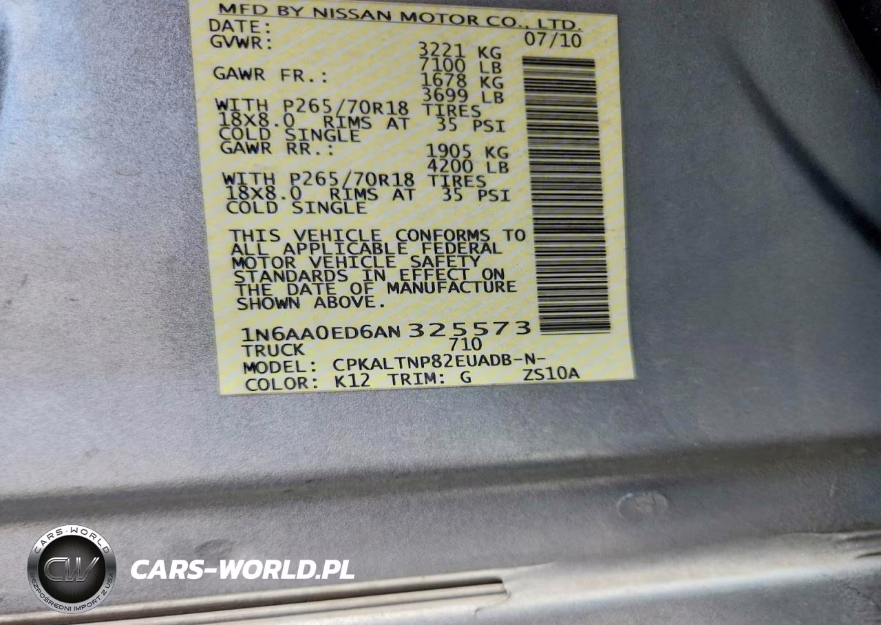 2010 Nissan Titan Se VIN:1N6AA0ED6AN325573 - 12