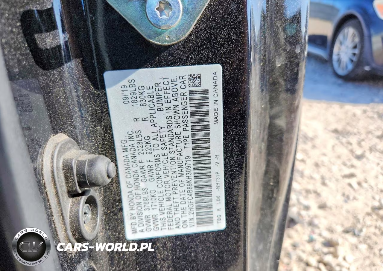 2019 Honda Civic Sport VIN:2HGFC4B89KH309719 - 13