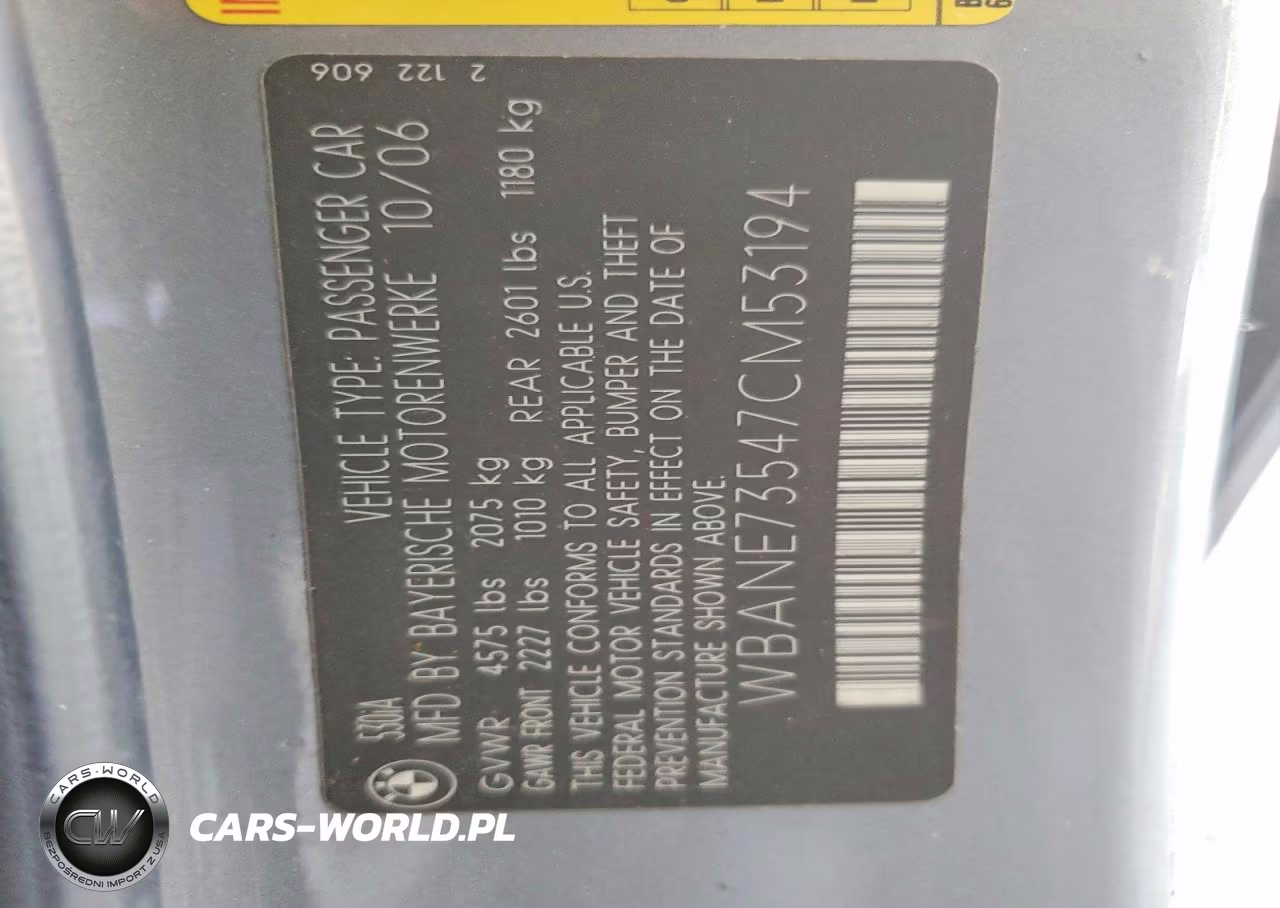 2007 BMW 530 I VIN:WBANE73547CM53194 - 12