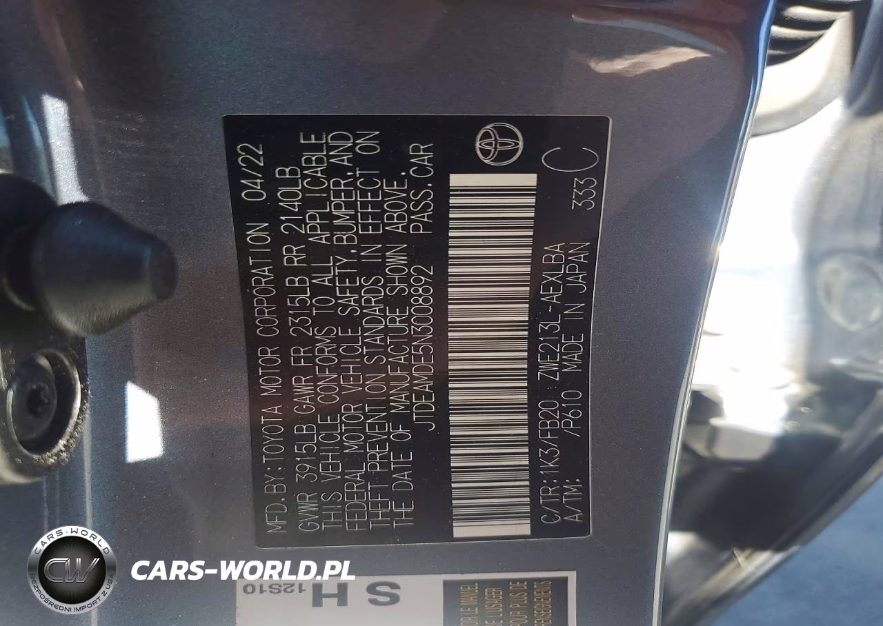 2022 Toyota Corolla Le VIN:JTDEAMDE5N3008892 - 12