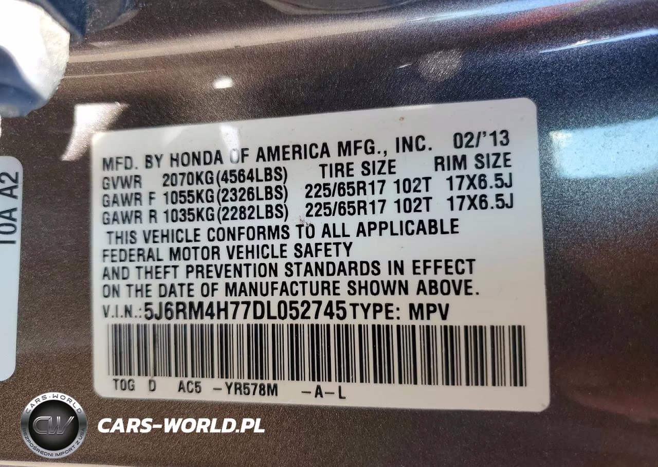 2013 Honda Cr-V Exl VIN:5J6RM4H77DL052745 - 13