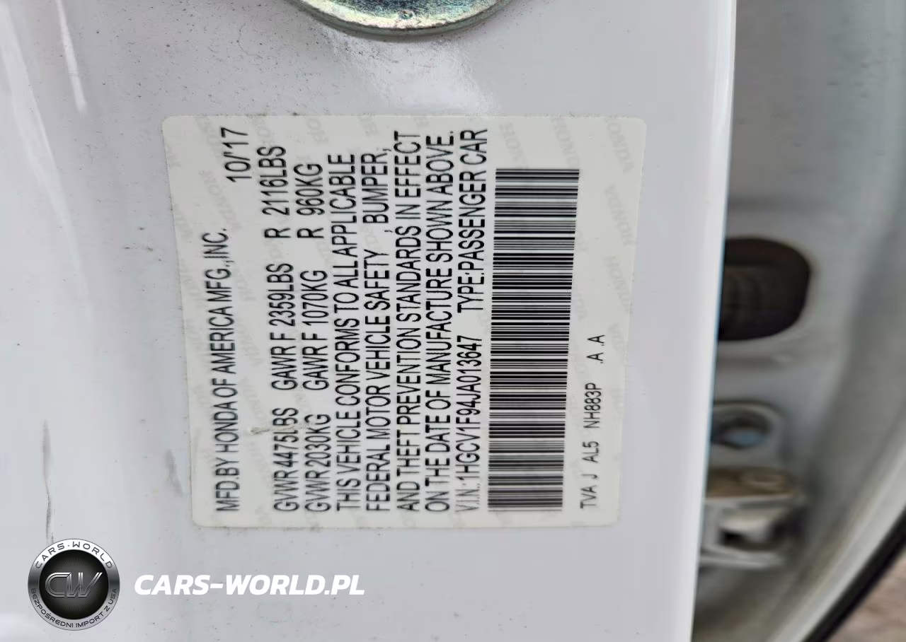 2018 Honda Accord Touring VIN:1HGCV1F94JA013647 - 12