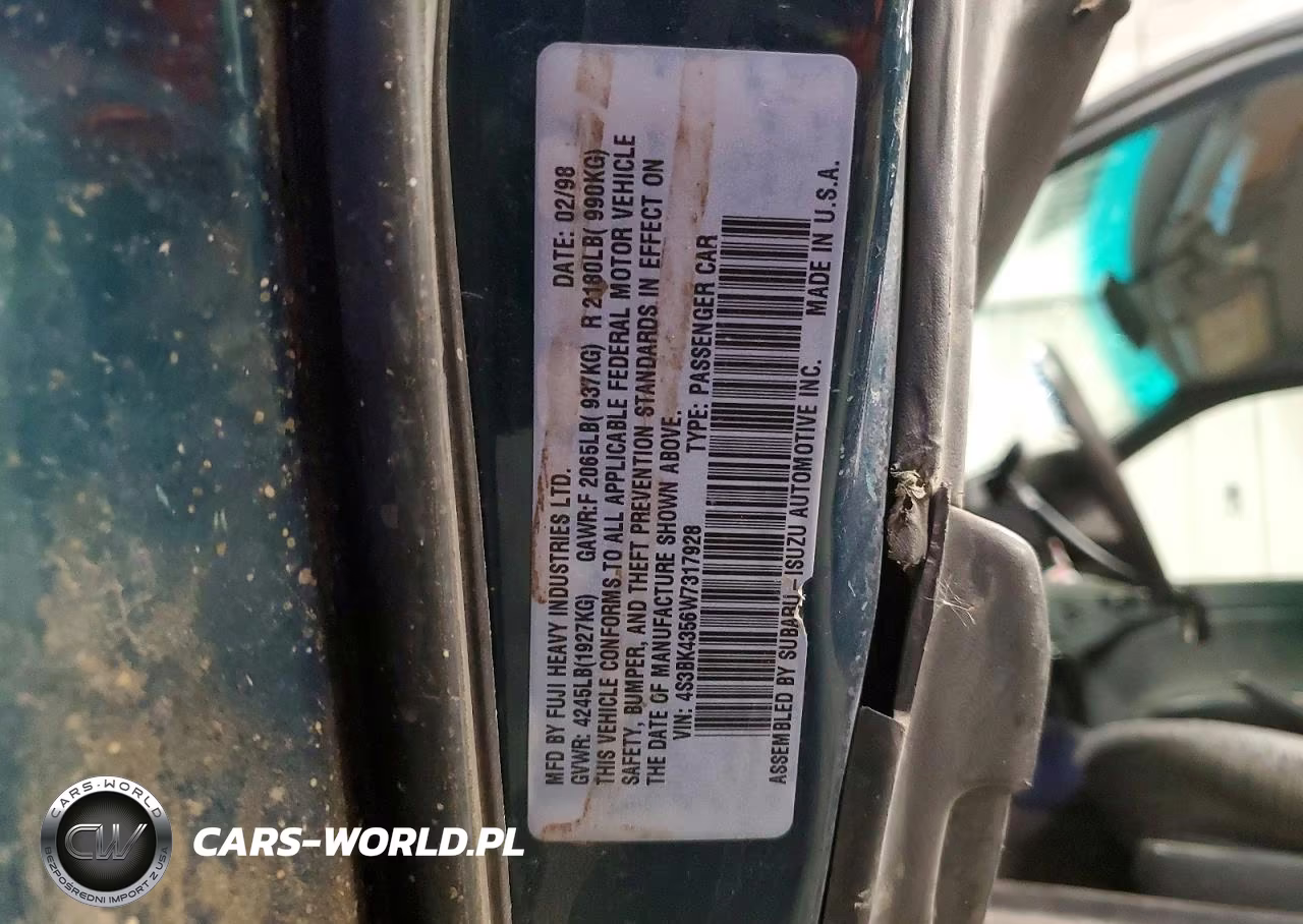 1998 Subaru Legacy L VIN:4S3BK4356W7317928 - 13