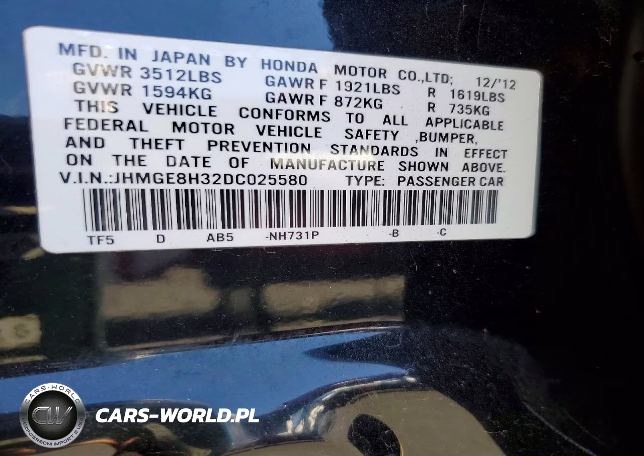 2013 Honda Fit VIN:JHMGE8H32DC025580 - 12