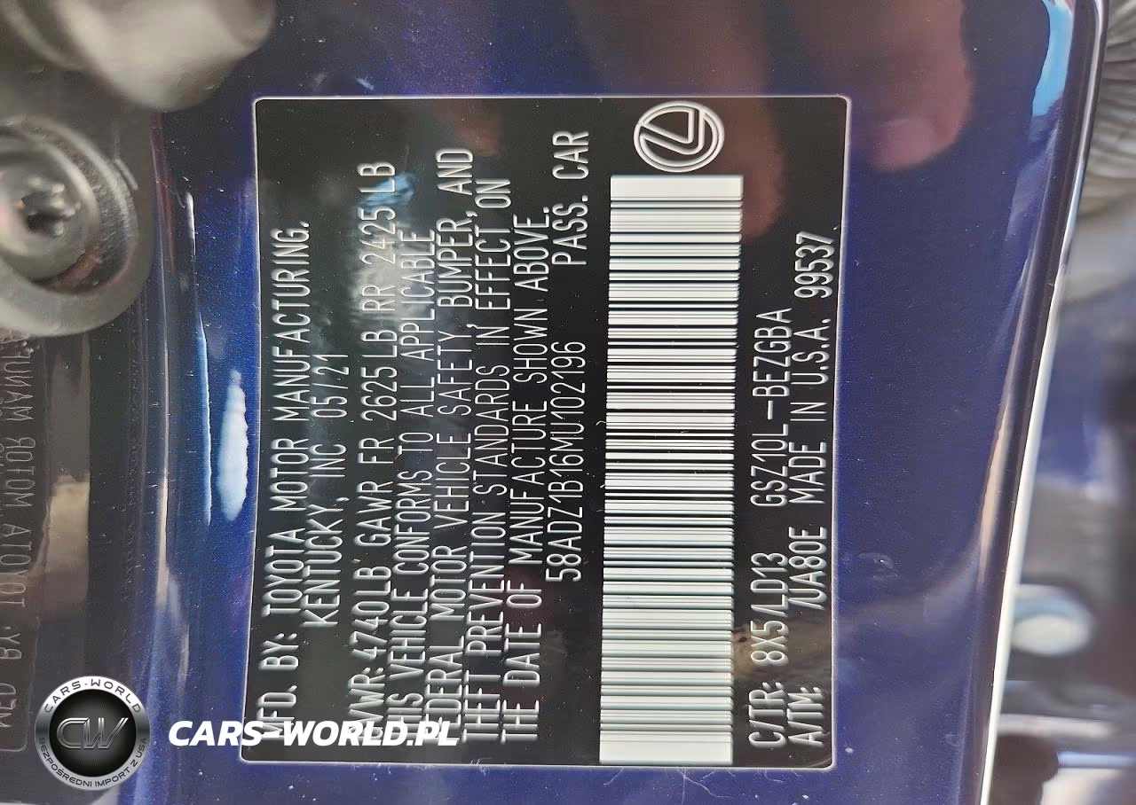 2021 Lexus Es 350 Base VIN:58ADZ1B16MU102196 - 12