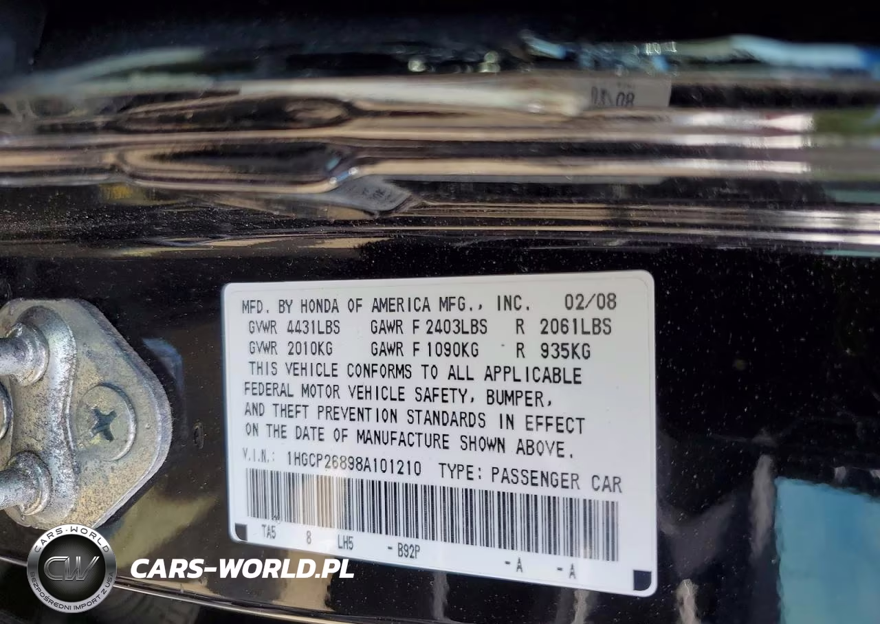 2008 Honda Accord Exl VIN:1HGCP26898A101210 - 12