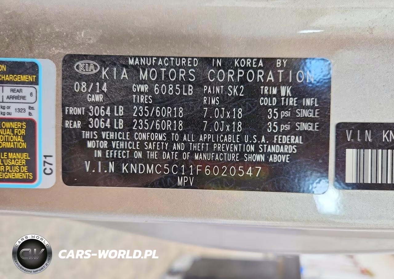 2015 Kia Sedona Sx VIN:KNDMC5C11F6020547 - 13