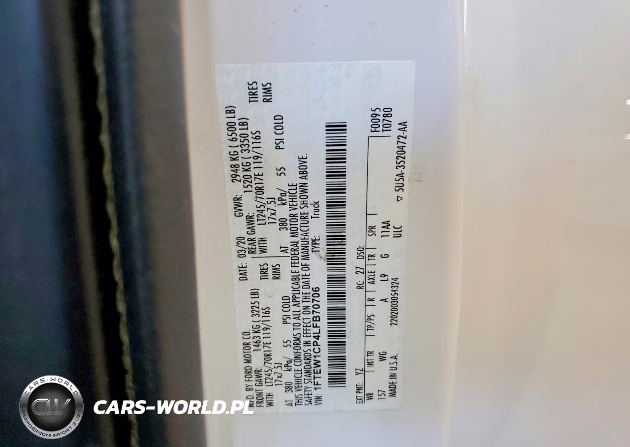 2020 Ford F150 Supercrew VIN:1FTEW1CP4LFB70706 - 12