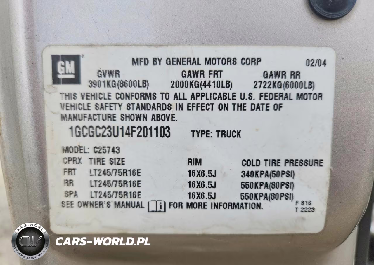 2004 Chevrolet Silverado C2500 VIN:1GCGC23U14F201103 - 12