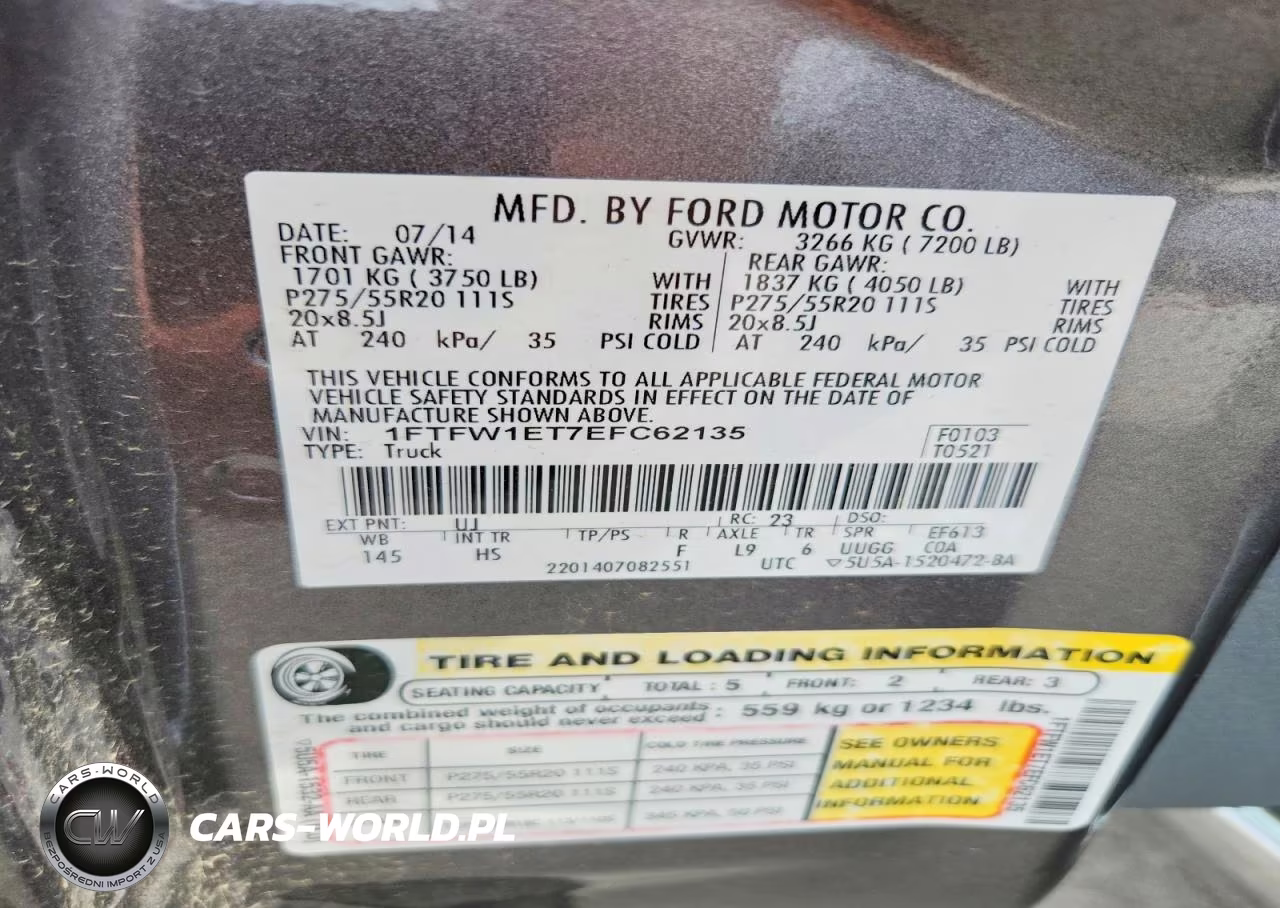 2014 Ford F150 Supercrew VIN:1FTFW1ET7EFC62135 - 12