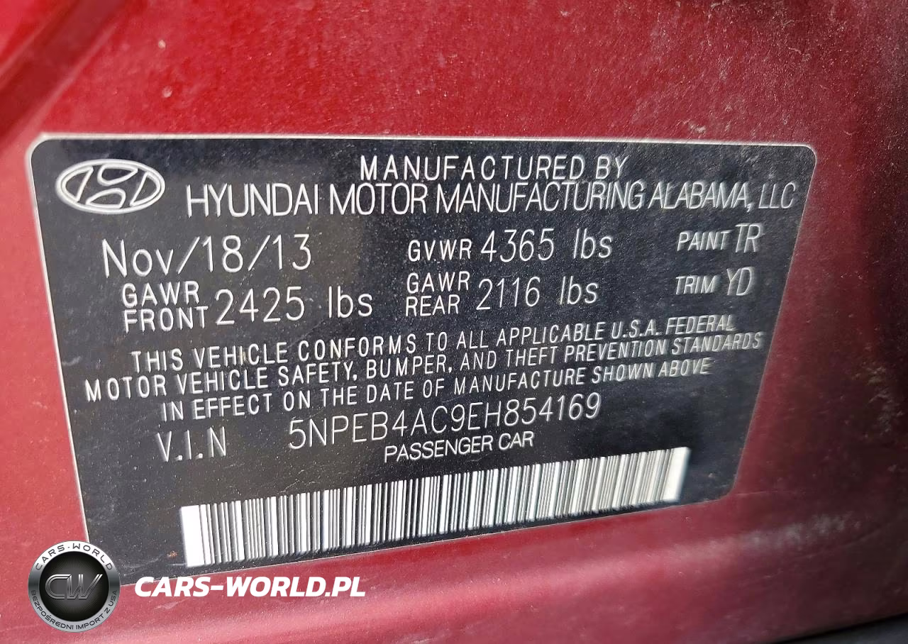2014 Hyundai Sonata Gls VIN:5NPEB4AC9EH854169 - 12