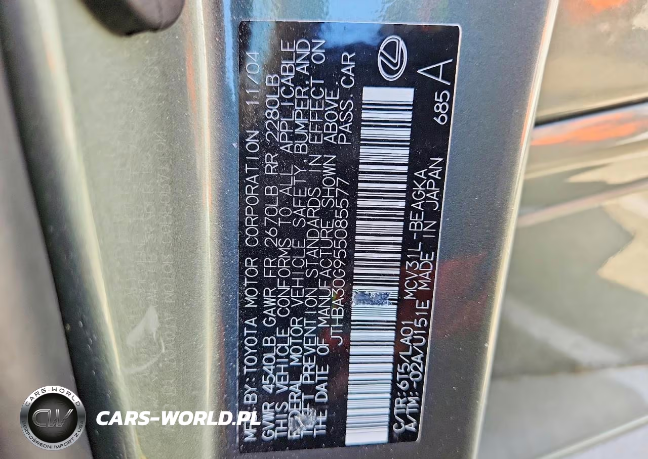 2005 Lexus Es 330 VIN:JTHBA30G955085577 - 12