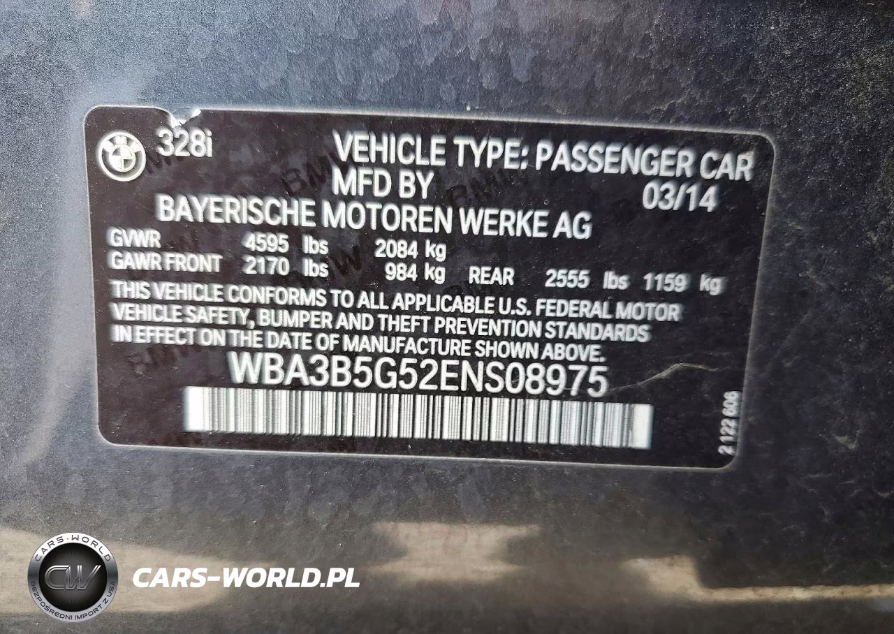 2014 BMW 328 Xi Sulev VIN:WBA3B5G52ENS08975 - 12